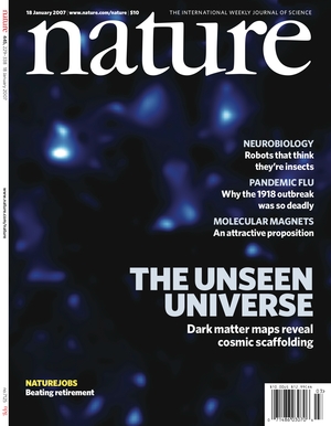 Front cover of Nature magazine, 18th Jan 2007