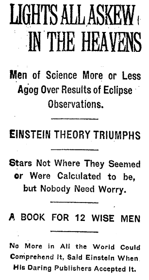Headline about the expedition from a 1919 copy of the New York 
Times
