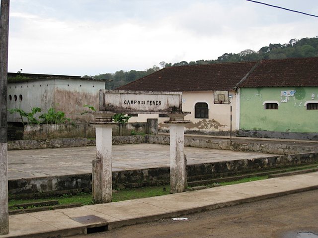 Eddington played tennis on this court in Santo Antonio, the island's main town.